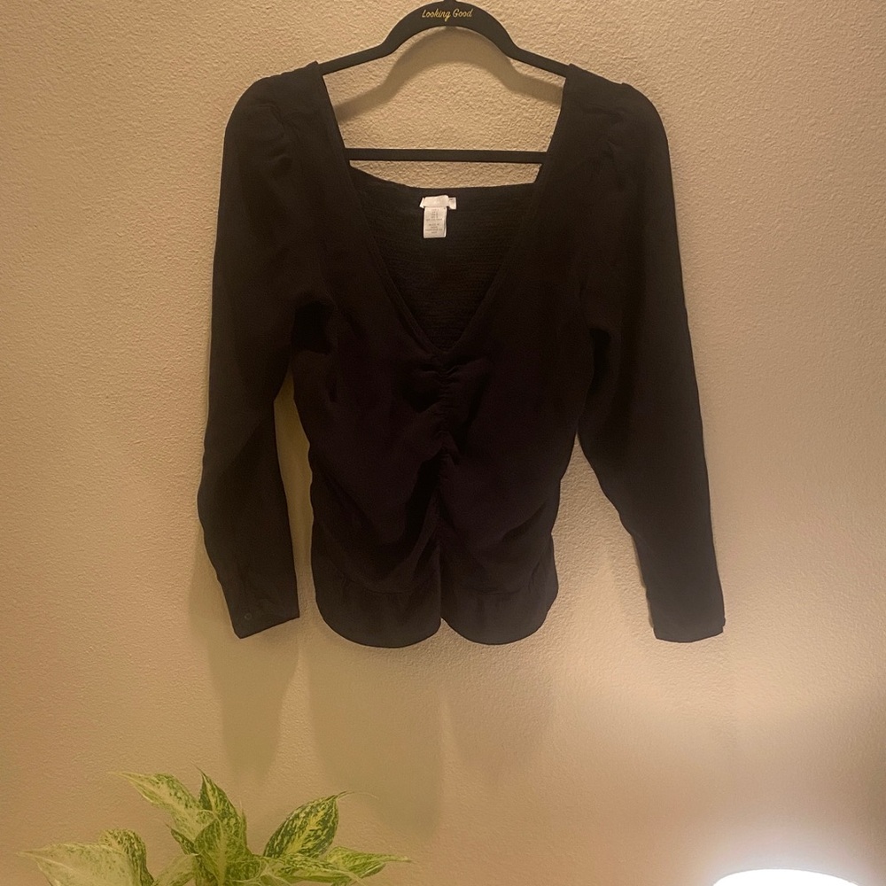 H&M Black V-Neck Blouse